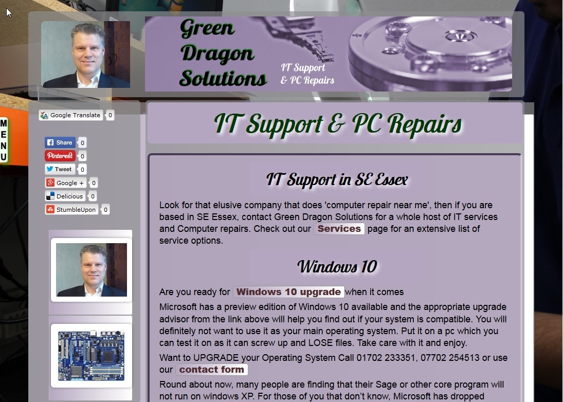 computer services website screenshot